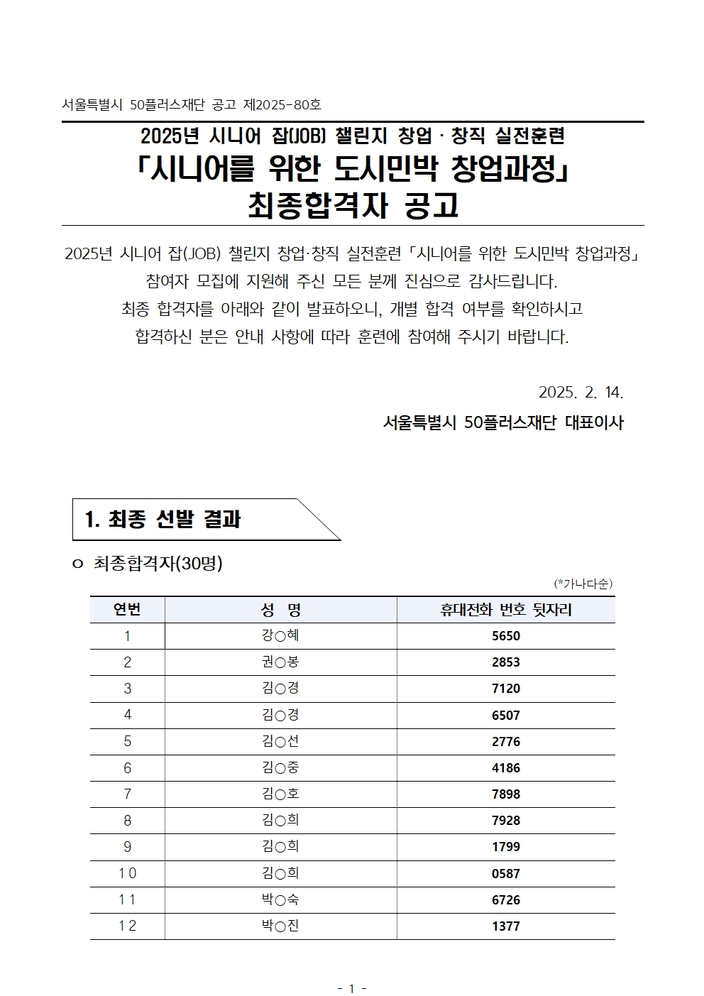 1.+2025년+서울+시니어+잡+챌린지+창업창직+실전훈련+'시니어를+위한+도시민박+창업과정'+최종합격자+결과+공고001.jpg